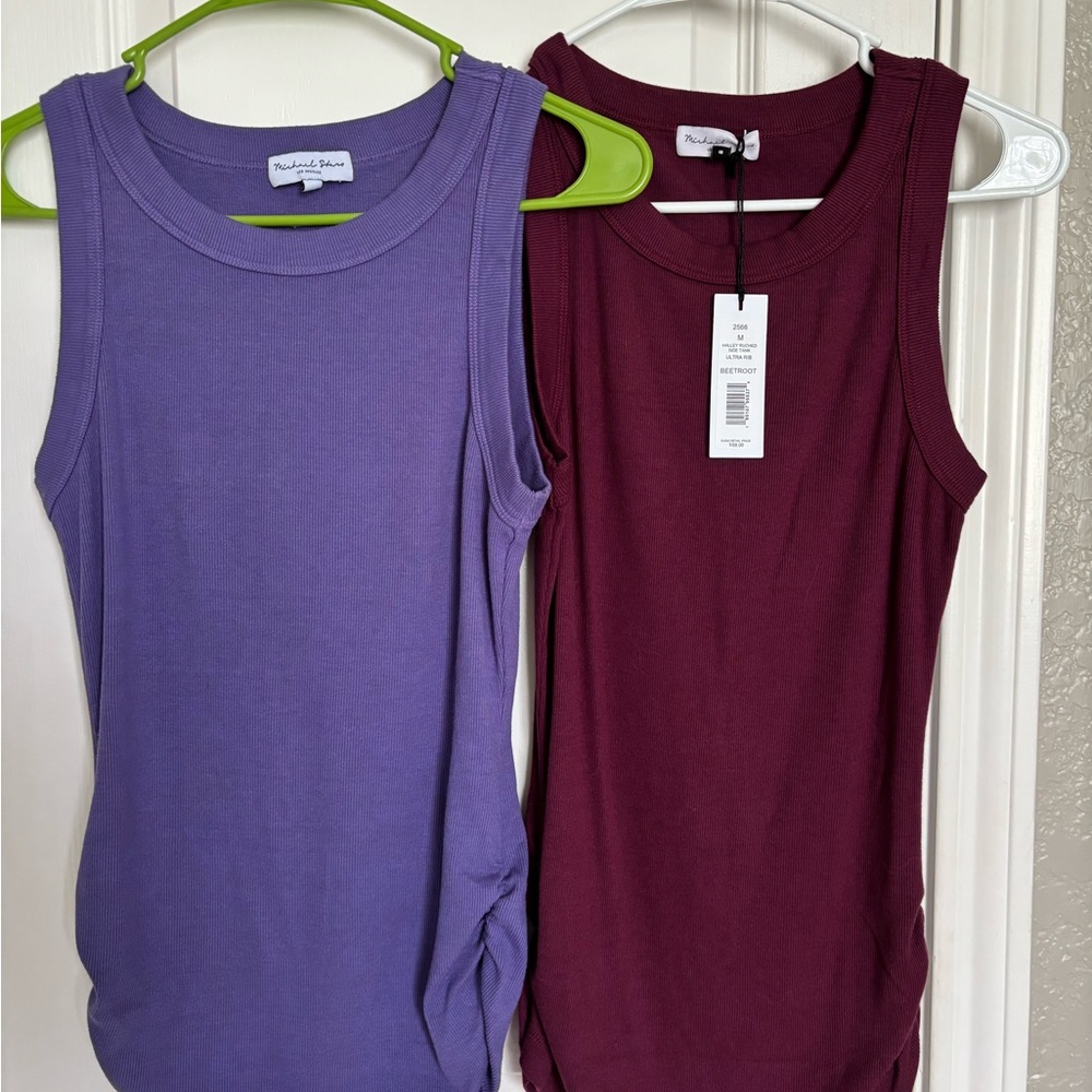 Michael Stars ruched tanks (two)